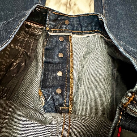 Lands End Square Rigger Men Sz 36 Button Fly Straight Med Wash Denim Blue Jeans - Picture 8 of 11